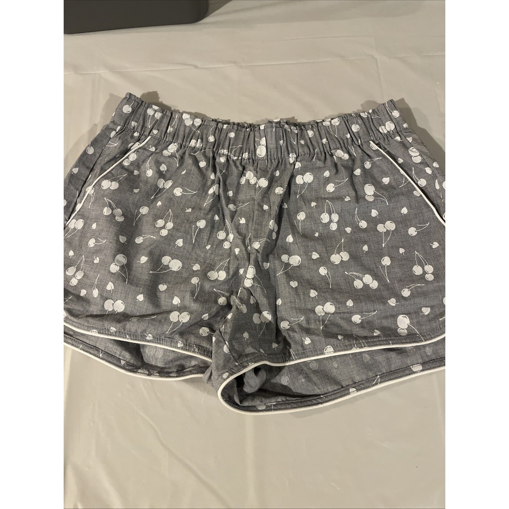 LOVE by Gap Gray White Cherry Pajama Shorts Womens XS Pockets Cotton